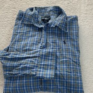 Ralph Lauren Blue and Yellow Plaid Button-Down Shirt